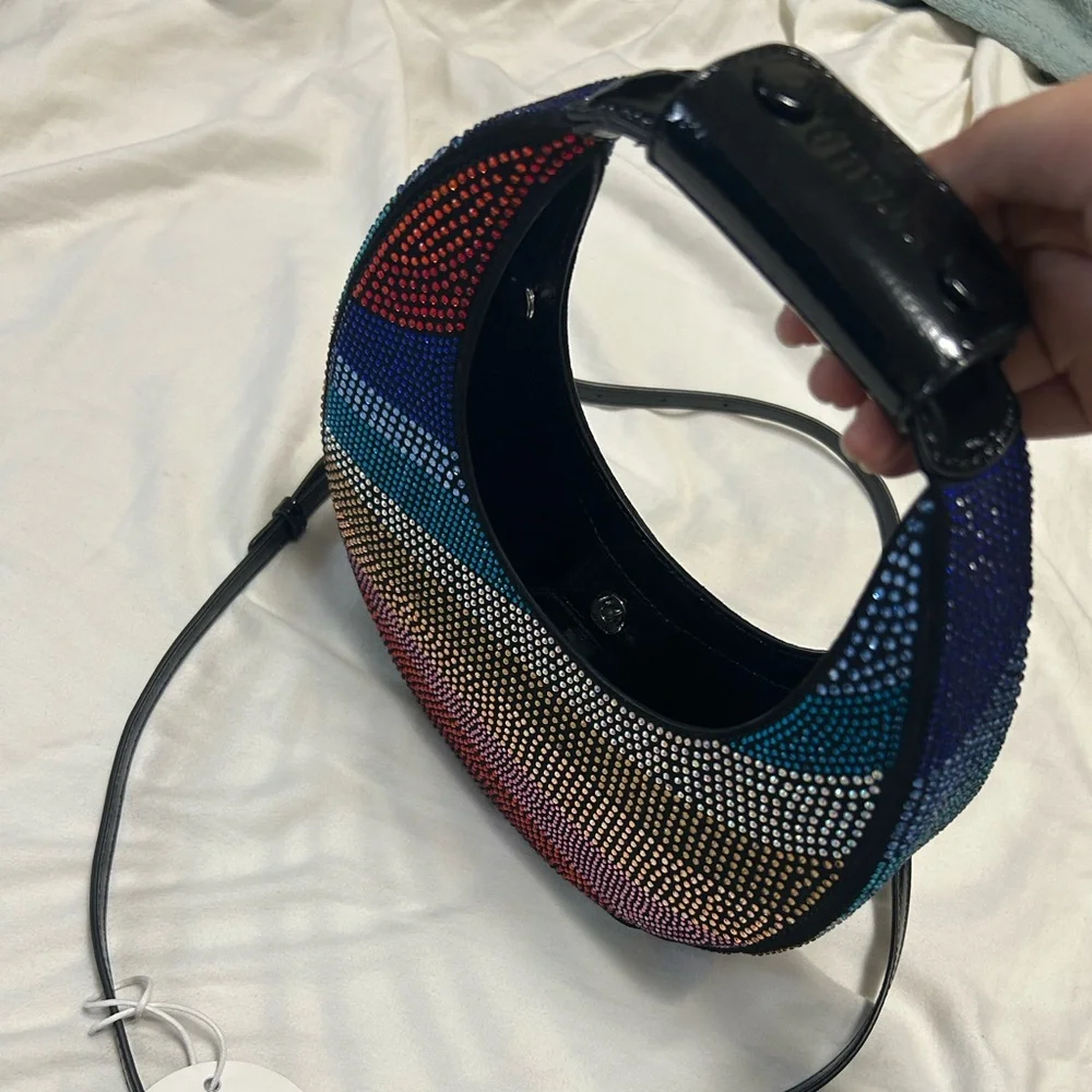 STAUD mini moon rhinestone crystal beaded bag NWT - Picture 3 of 5